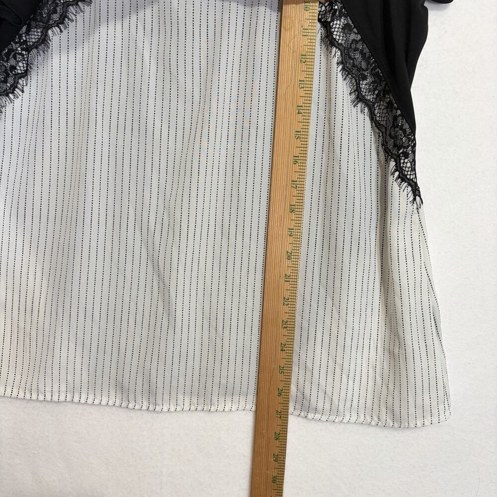 Worthington Blouse Womens Size XL Pinstriped Black White Lace Business Casual - Picture 6 of 10